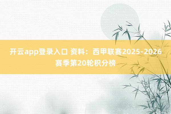 开云app登录入口 资料：西甲联赛2025-2026赛季第20轮积分榜