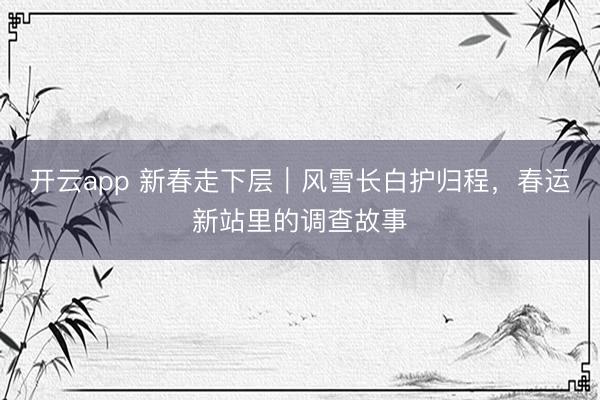 开云app 新春走下层｜风雪长白护归程，春运新站里的调查故事